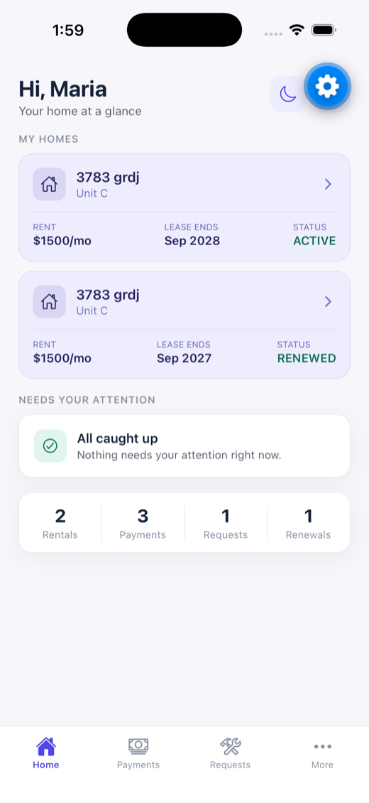 Rentaven — Tenant home · light